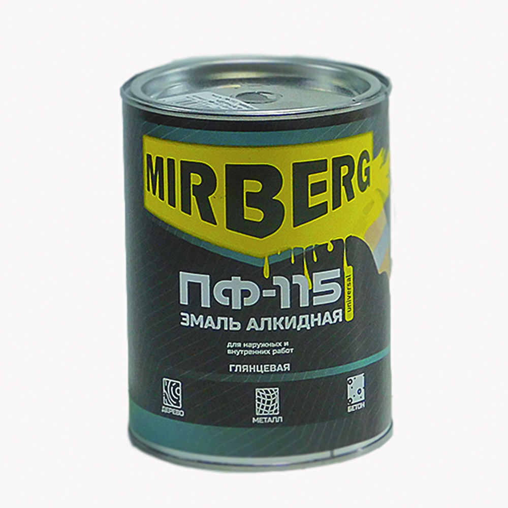 Эмаль ПФ-115 желтая 0,8кг MIRBERG (1/14/700шт)